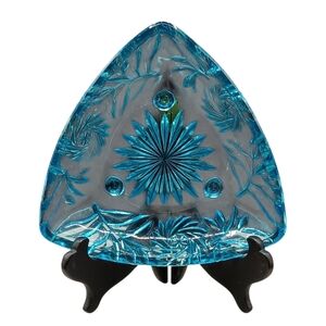 Vintage Hazel-Atlas Capri Blue Pressed Glass 6.75" Diameter x 2" Deep